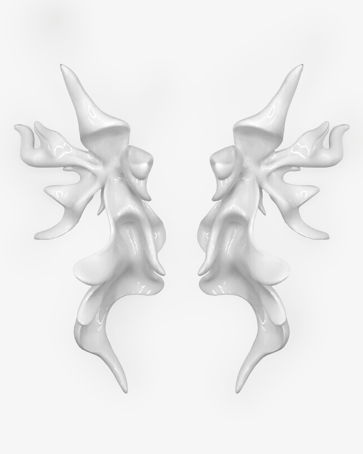 White Sculptural Flower Earrings
