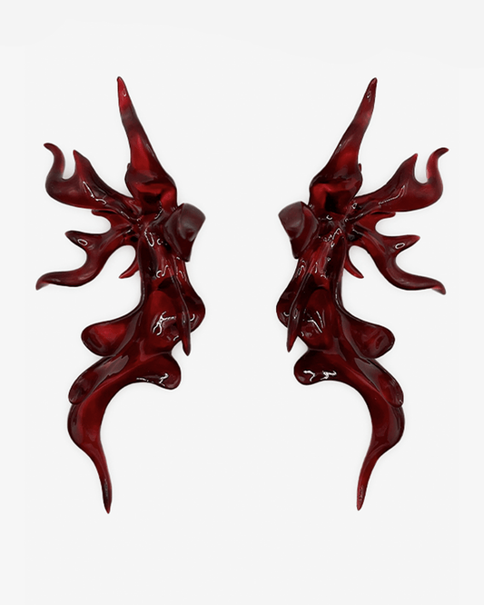 Burgundy Sculptural Flower Earrings - WHYNOEN