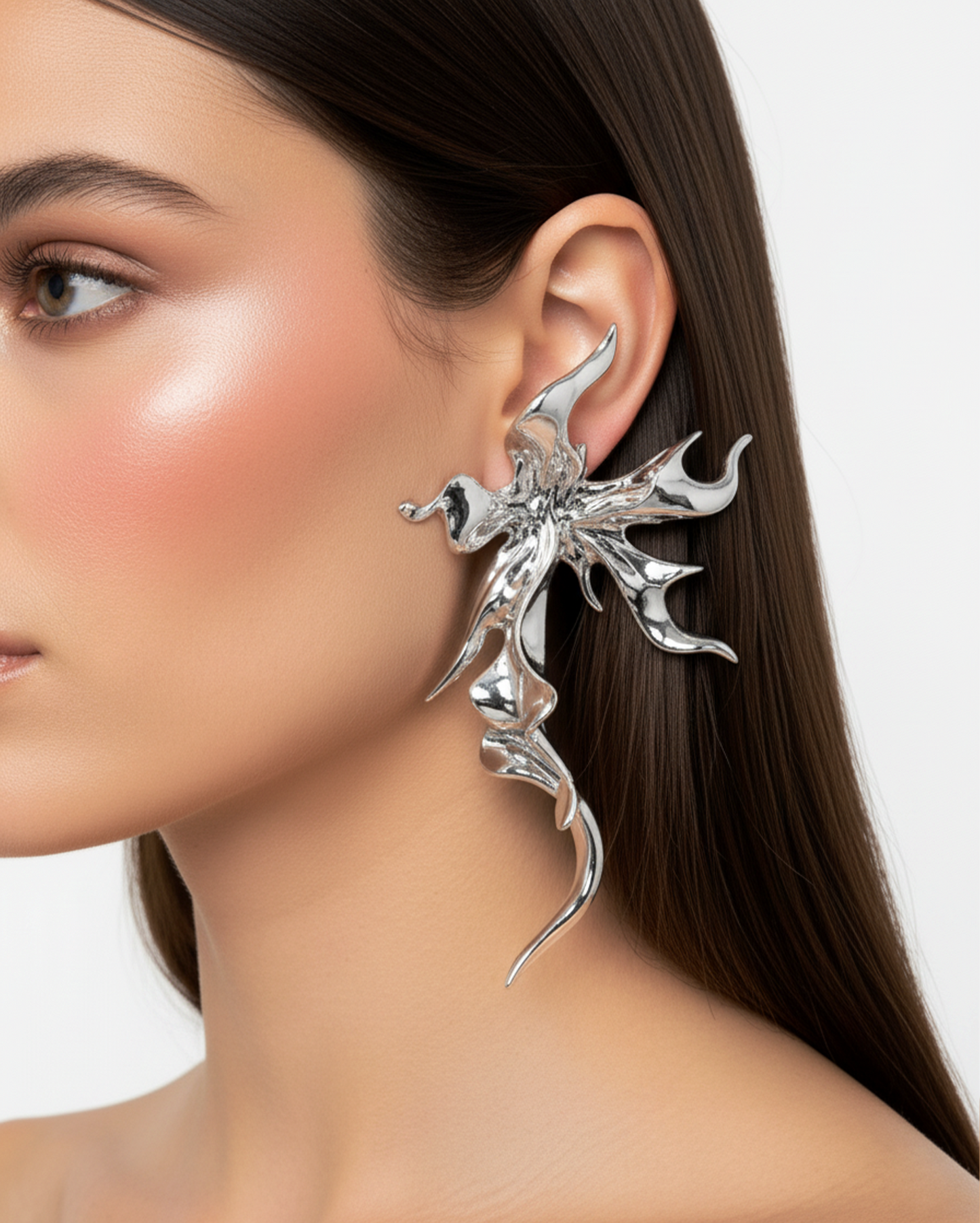 Metallic Sculptural Flower Earrings