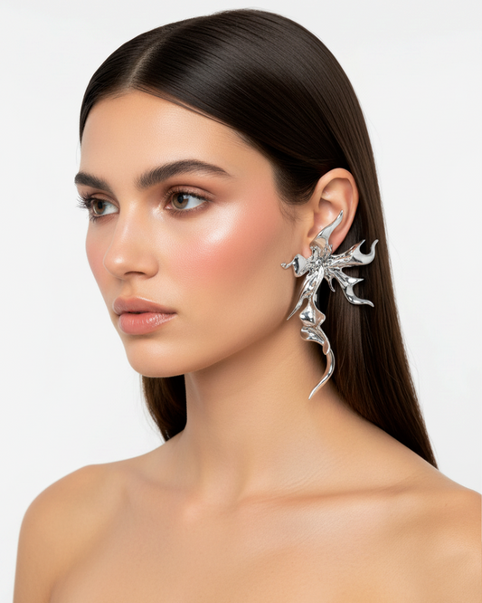 Metallic Sculptural Flower Earrings