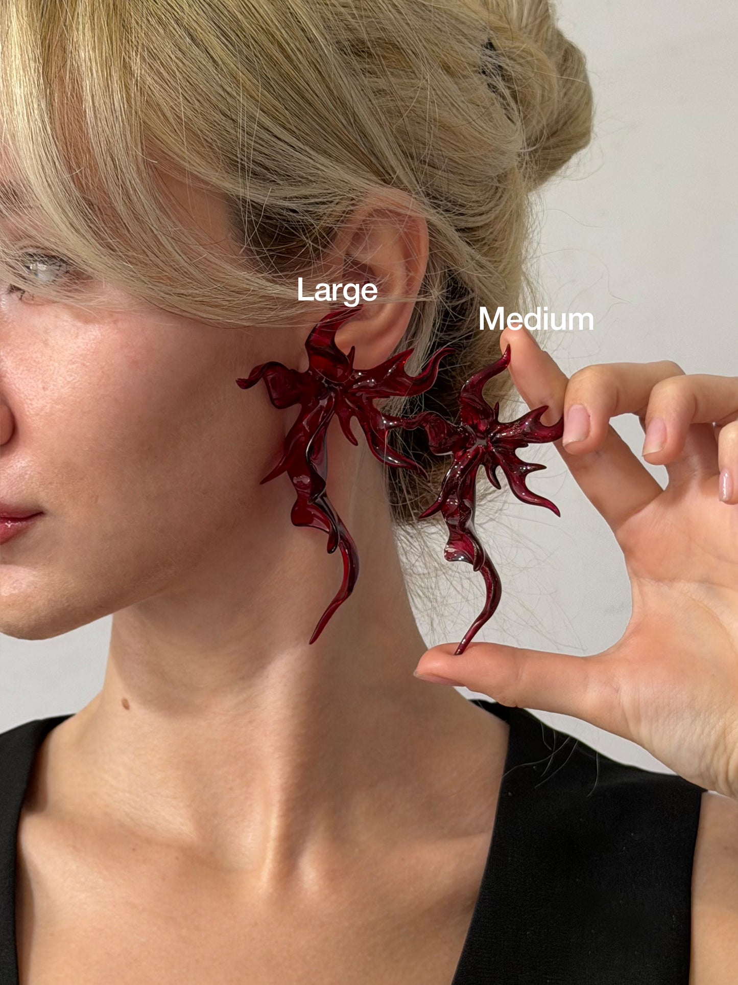 Burgundy Sculptural Flower Earrings - Large WHYNOEN