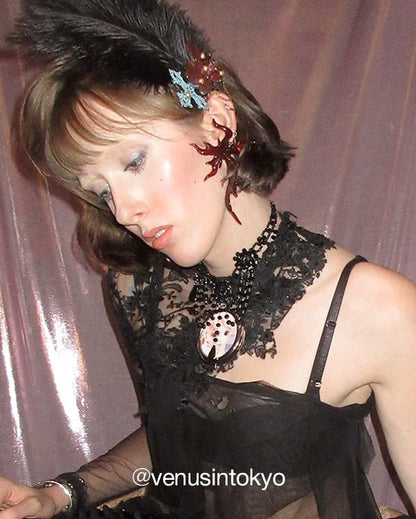 Burgundy Sculptural Flower Earrings - WHYNOEN