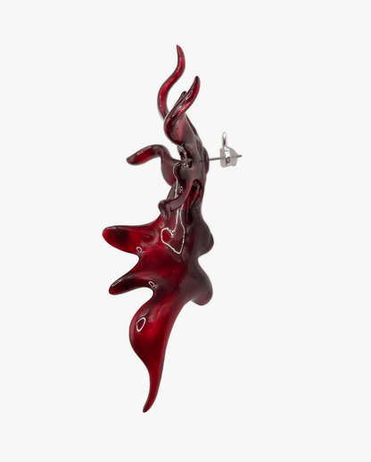 Burgundy Sculptural Flower Earrings - WHYNOEN