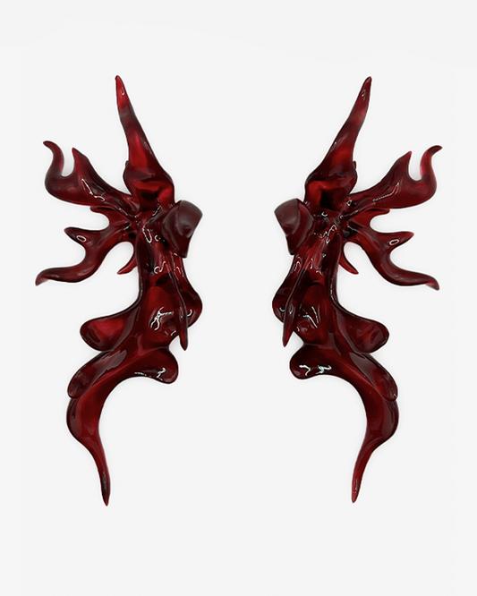 Burgundy Sculptural Flower Earrings