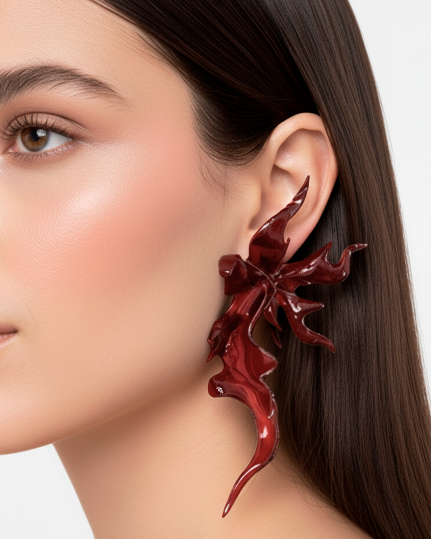 Burgundy Sculptural Flower Earrings