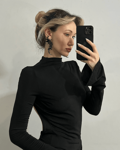 Organic Form Earrings Black - WHYNOEN