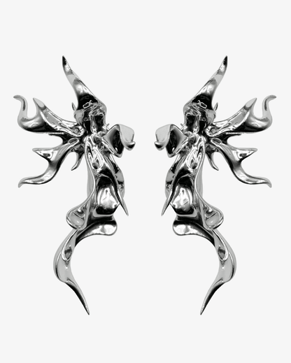 Metallic Sculptural Flower Earrings - WHYNOEN