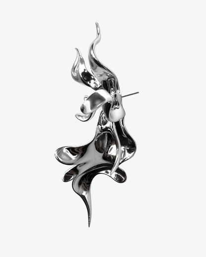 Metallic Sculptural Flower Earrings - WHYNOEN