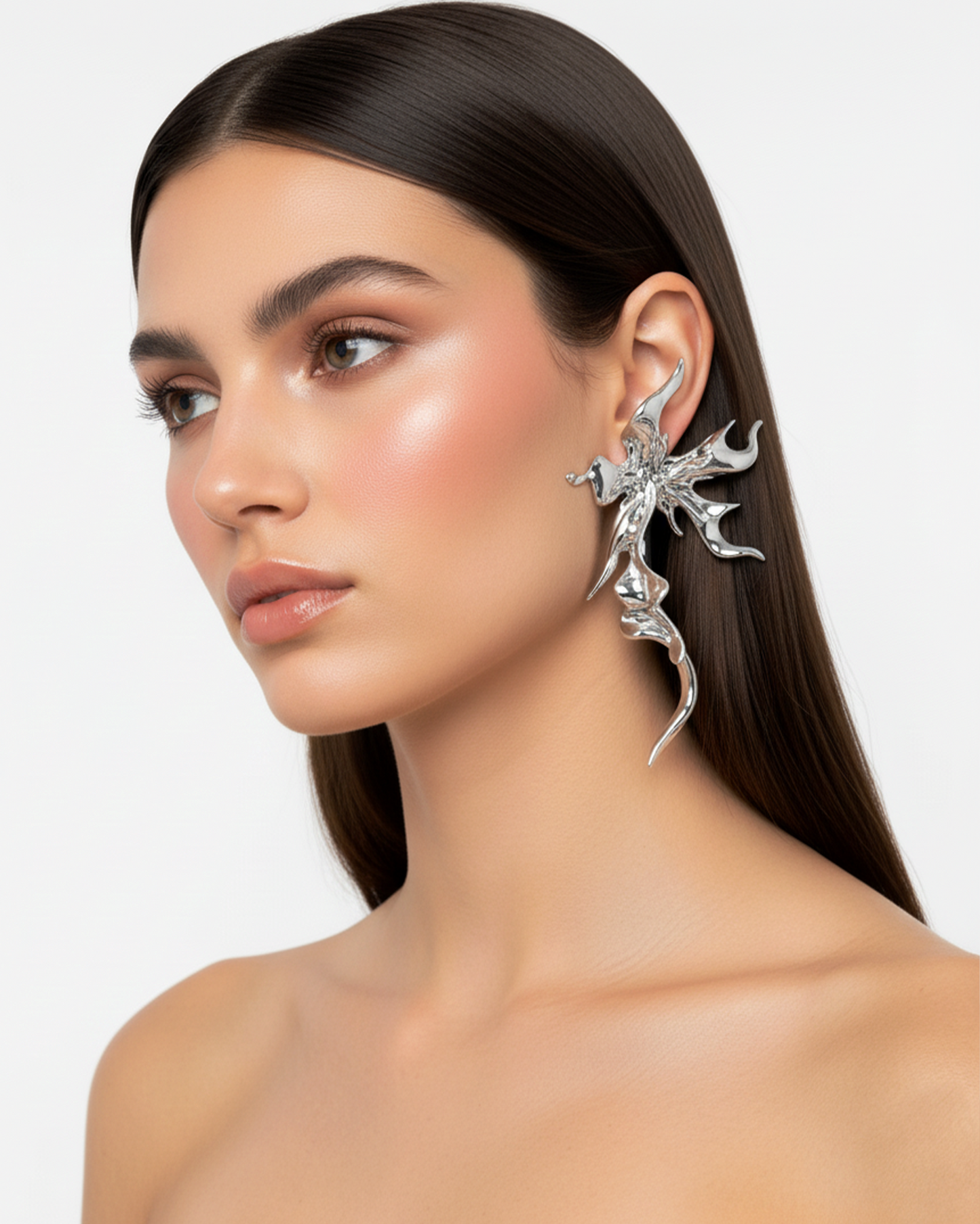 Metallic Sculptural Flower Earrings