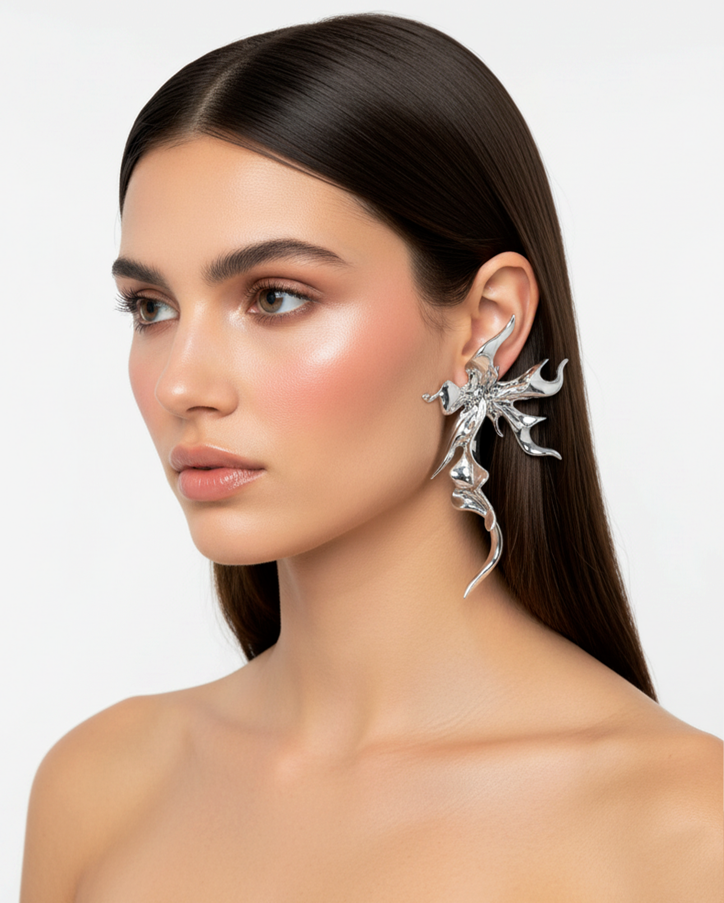 Metallic Sculptural Flower Earrings