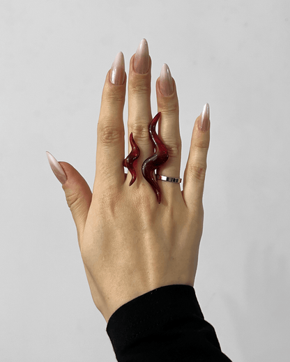 Burgundy Shape S Ring - WHYNOEN